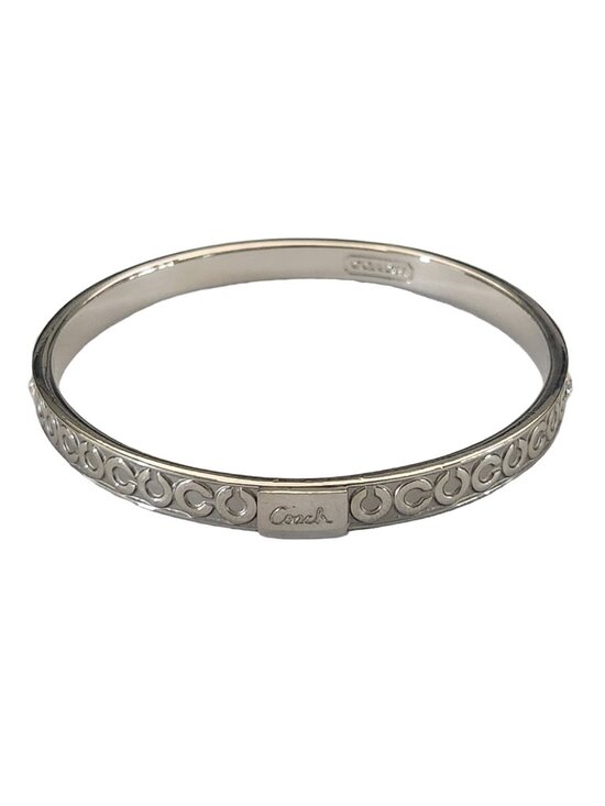 Coach Jewelry - Coach Signature C Silver Tone Bangle Bracelet Rhinestone Logo 5mm